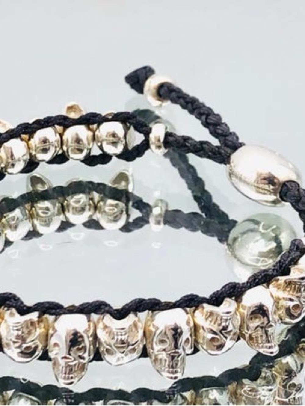 Vintage Links of London Sterling Silver Black Skull Friendship Bracelet - Picture 8 of 11